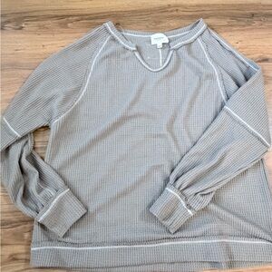 Waffle knit Long Sleeve Top